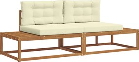 vidaXL Set de canapele de exterior cu pernă 2 Bucată Natural și Crem