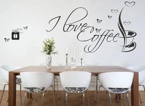 Autocolant de perete cu textul I LOVE COFFEE 60 x 120 cm
