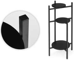 Suport pentru flori Loft - raft cu 3 etaje cu rafturi negre rotunde