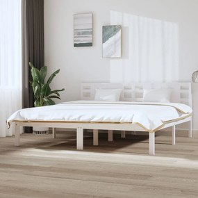 vidaXL Cadru de pat fără saltea, alb, 200x200 cm, lemn masiv pin