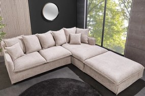 Canapea confortabila cu sezlong dreapta Heaven 255cm, boucle sampanie bej