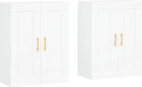 vidaXL Dulapuri montate pe perete, 2 buc, alb, lemn prelucrat