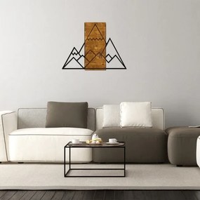 Decorațiune de perete 78x58 cm lemn/metal munți