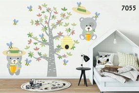 Autocolant de perete de calitate, pentru copii, Urși și Albine 150 x 300 cm