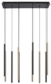 Lampă suspendată neagră cu alamă inclusiv LED reglabil 10 lumini - Bea