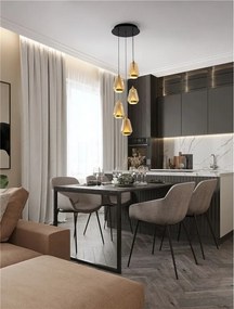 Lustra moderna cu 5 pendule LED, Metal, Sticla, Champaign, ALISH
