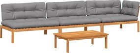 vidaXL Set canapele de grădină cu perne din paleți 4 piese lemn acacia