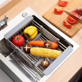 Resigilat: Suport reglabil de depozitare si scurgere Sinkmate, Instalare usoara, Compact, Pana la 10 kg, Gri/Argintiu