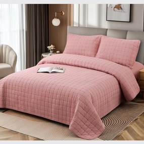 Cuvertură bumbac 100%, roz, 4 piese, 230x240 cm, EY01