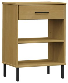 351000 vidaXL Dulap consolă cu picioare metalice „OSLO”, maro, lemn masiv pin