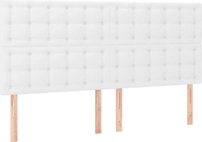 vidaXL Tăblie de pat albă 180x5x118/128 cm piele ecologică