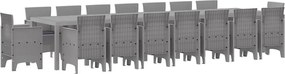 vidaXL Set de masă de grădină cu perne cu pernă 17 pcs Gri deschis PP