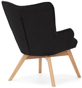 Fotoliu negru cu tapițerie din catifea reiată Niko – Ropez