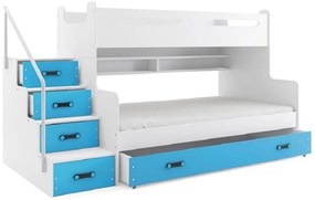 Expedo Pat supraetajat XAVER 3 COLOR + SD + saltea + somieră GRATIS, 120x200, alb, alb