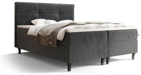 Pat matrimonial Boxspring 140 cm Lumba (gri deschis) ( cu saltea și sp. depozitare). 1046670