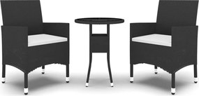 vidaXL Set mobilier de grădină, 3 piese, poliratan
