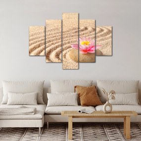 Tablou cu piatră și floare pe nisip (150x105 cm)