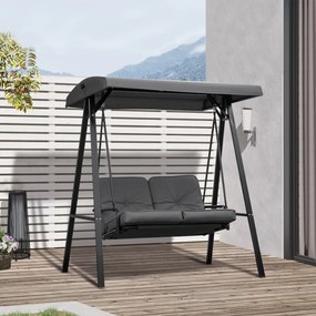 Outsunny Balansoar de Grădină 2 Locuri cu Acoperiș Reglabil și Perne, 144x117x173 cm, Gri Închis | Aosom Romania