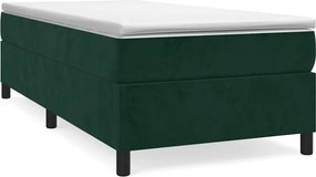 vidaXL Pat box spring cu saltea, verde închis, 90x190 cm, catifea