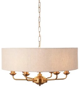 Endon 110722 - Lustră suspendată pe lanț HIGHCLERE, 6xE14/40W/230V, bej/alamă, diametru 55 cm