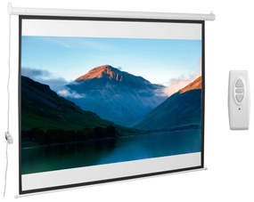 HOMCOM Ecran Proiecție Motorizat 100 Inch, Ideal pentru Home Cinema, Fabricat din Plasă, Plastic, Metal, 203x152 cm, Design Modern | Aosom Romania