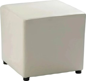 Taburet NIKI NEW, alb, piele ecologica, 36x36x36 cm