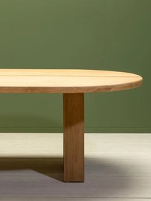 Masa dining ovală de exterior din lemn masiv de tec, L 250 cm, „Atlas”