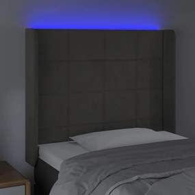 Tablie de pat cu LED, gri inchis, 93x16x118 128 cm, catifea 1, Morke gra, 93 x 16 x 118 128 cm