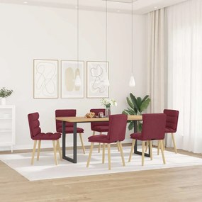 vidaXL Scaune de bucătărie pivotante, 6 buc., roșu vin, textil