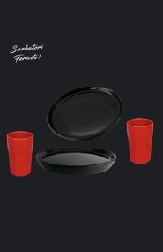 Set Cadou Vulcano Sarbatori 4 piese ( 2 Farfurii Vulcano 20 cm, 2 Pahare Rosii 330ml)