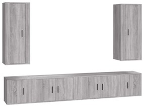 3188844 vidaXL Set dulapuri TV, 6 piese, gri sonoma, lemn prelucrat