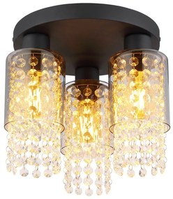 Plafoniera 3L design modern Backey negru, fumuriu
