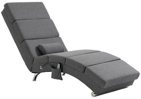HOMCOM Fotoliu relax salon cu masaj și încălzire, șezlong cu telecomandă și pernă, material din in, gri | Aosom Romania