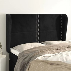 vidaXL Tăblie de pat cu aripioare, negru, 147x23x118/128 cm, catifea