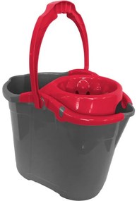 Galeata cu storcator 14L, gri-rosu, Cubio
