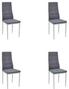 Set 4 Scaune Bucatarie/Dining Kleo Piele Ecologica Gri Picioare Crom