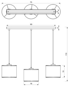 Lustră pe cablu RATTAN 3xE27/60W/230V ratan