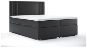 Pat matrimonial Boxspring 140 cm Morcano (Negru piele ecologică) (cu sp. depozitare). 1044271
