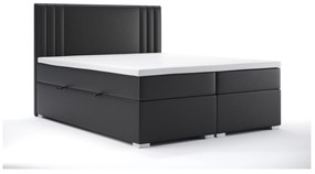 Pat matrimonial Boxspring 180 cm Morcano (Negru piele ecologică) (cu sp. depozitare). 1044273