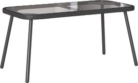 vidaXL Masă de cafea Negru 90 x 45 x 43 cm Poliratan și sticlă