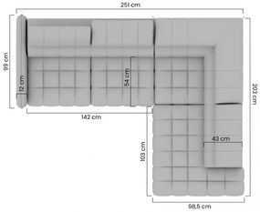 Colțar extensibil Elarias L stânga - gri șenil Perfect Harmony 80 - Oferta limitata