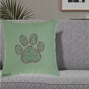 Perna Personalizata Labuta Dalmatian Roz Neon, 40x40 cm, Verde, Husa Detasabila, Perna Inclusa, BEKZ®