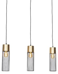 Lampă suspendată design neagră cu auriu 3 lumini - Maura