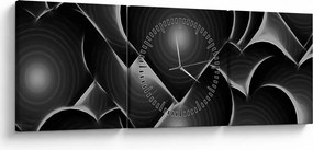 Tablou cu inimile alb - negre (cu ceas) (90x30 cm)