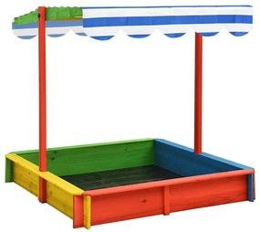 vidaXL Cutie de nisip cu acoperiș ajustabil, multicolor lemn brad UV50