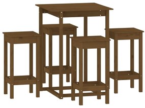 3124740 vidaXL Set mobilier de bar, 5 piese, maro miere, lemn masiv de pin