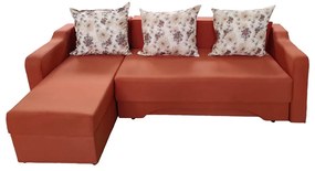 Coltar extensibil Teodor, 3 locuri, 3 perne, material textil, reversibil, portocaliu, lada depozitare