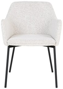 Scaun de sufragerie alb cu cotiere tapițat Melilla – House Nordic