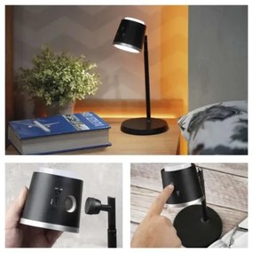 Lampă LED reîncărcabilă dimabilă de masă 4 în 1 LED/6W/3,7V 3000K/4000K/6500K negru