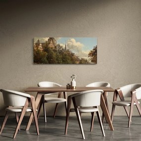 Tablou - Jan van der Heyden, View Down a Dutch Canal, reproducere (120x50 cm)